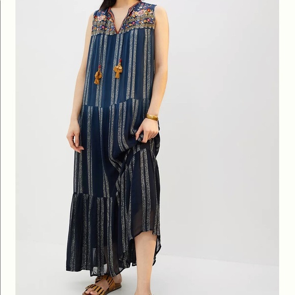Brand New! Verb by Pallavi Singhee Tiered Maxi Dress Rare Anthropologie Sample! - Picture 8 of 10